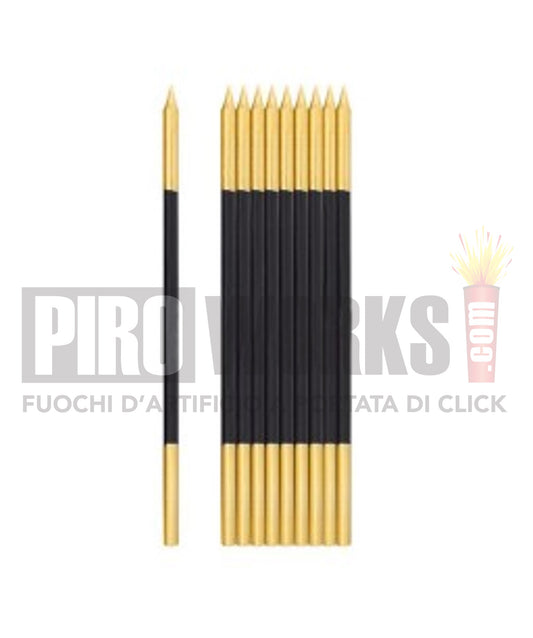 Candeline Lunghe | Oro/Nero | 16 Cm | 10Pz